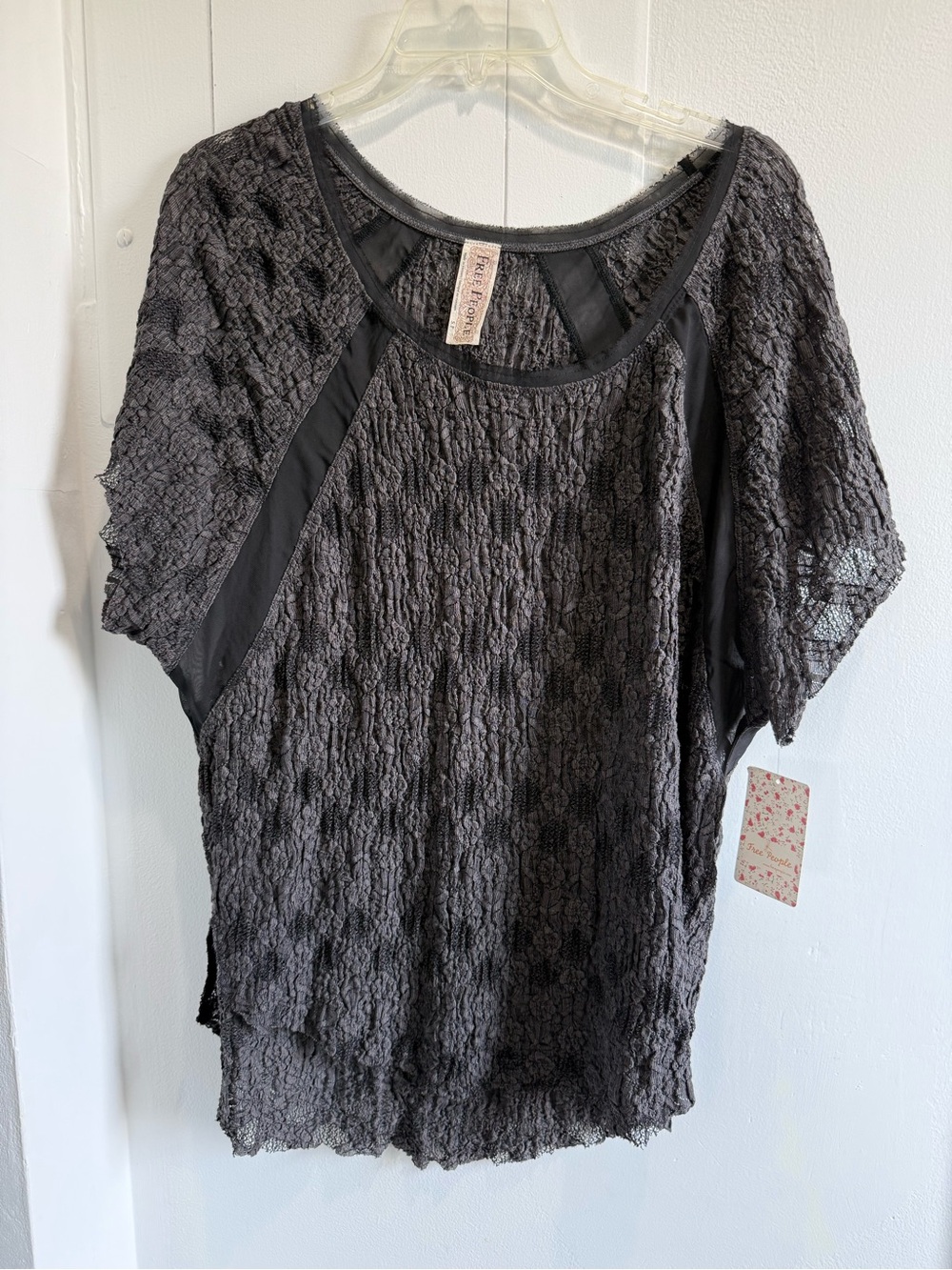 Free People Crinkle Textured Scoop Neck Top - sheer oversized blouse wimsigoth